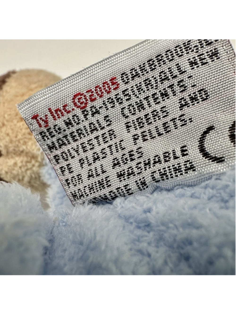 Ty Pluffies Baby PJ Bear Blue Bunny Non-Removable Pajamas Plush 2005 Lovey 8” - Picture 8 of 9